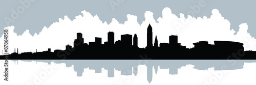Skyline silhouette of the city of  Cleveland  Ohio  USA.