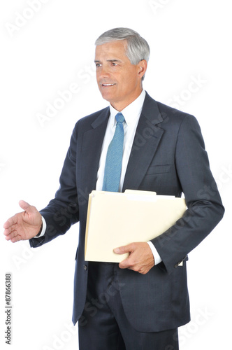 Businessman Holding Folder Handshake © Steve Cukrov