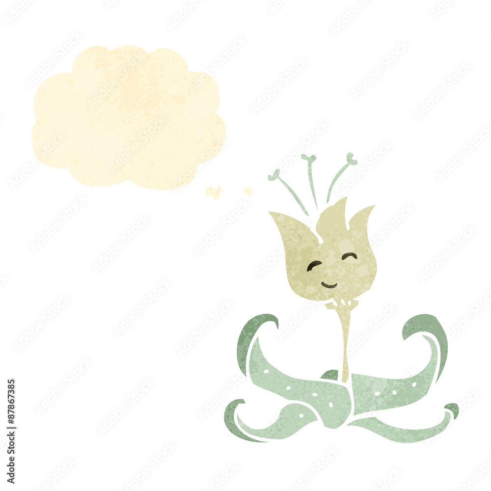 Naklejka premium retro cartoon happy flower