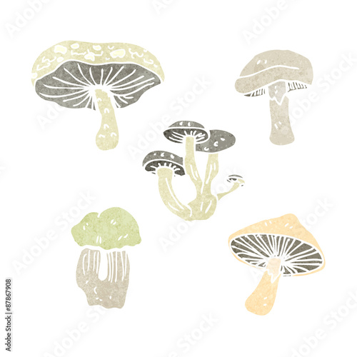 retro cartoon mushrooms