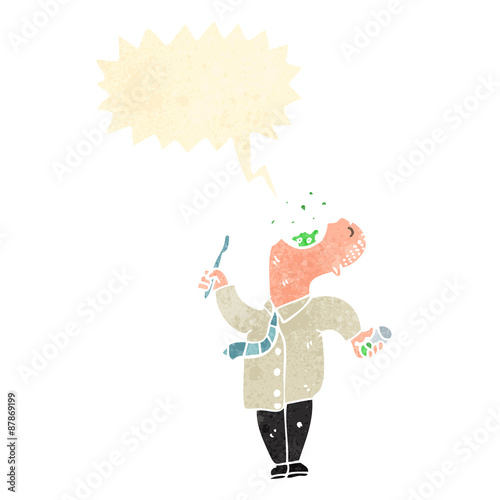 retro cartoon man gargling mouthwash