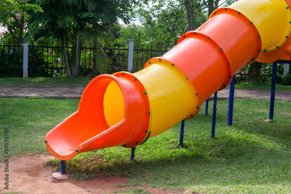 slider of playground in the park