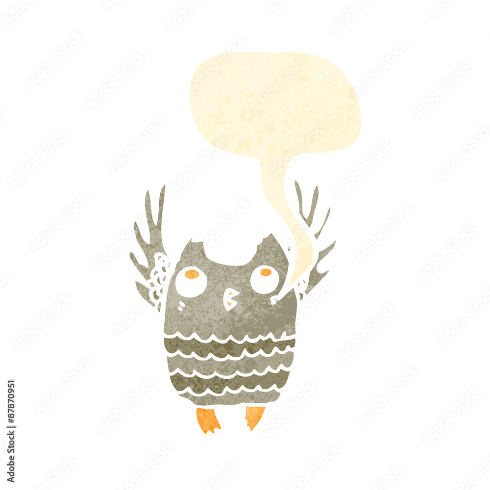 retro cartoon owl with speech bubble retro cartoon owl with speech bubble