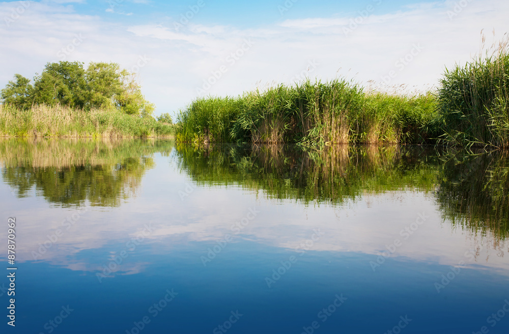 River landscape in summer sunny day River landscape in summer sunny day