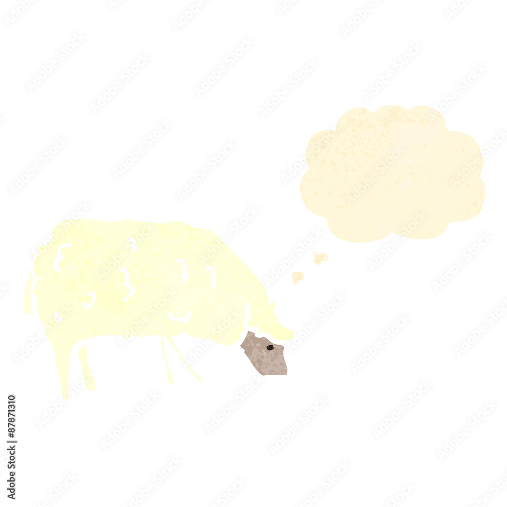 Fototapeta premium retro cartoon sheep with thought bubble