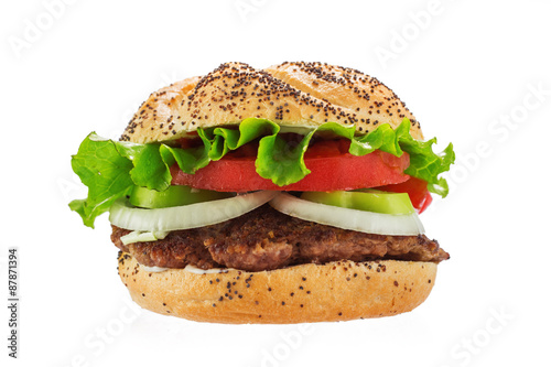 Big hamburger isolated on a white background