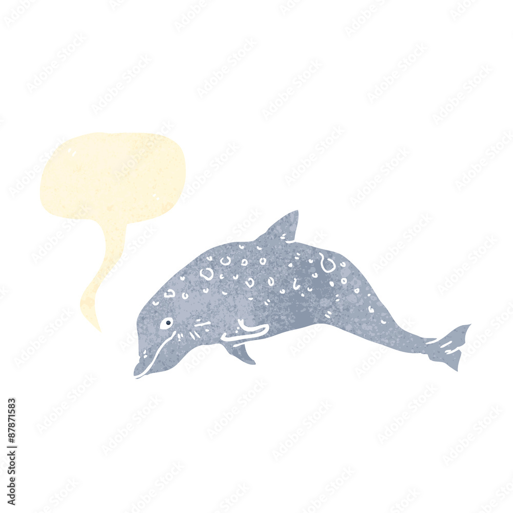 dolphin retro illusration with speech bubble dolphin retro illusration with speech bubble
