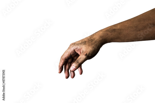 dirty hand isolated on white background