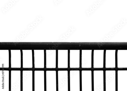 Black metal fence isolated on white background