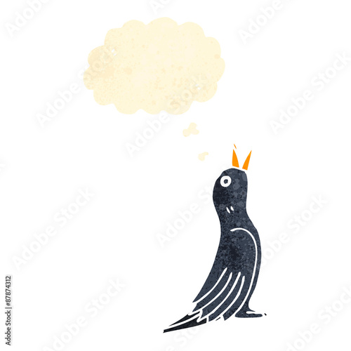 retro cartoon blackbird with thought bubble