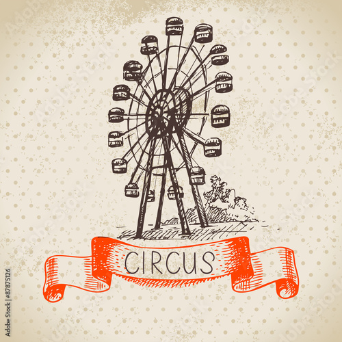 Hand drawn sketch circus and amusement vector illustration