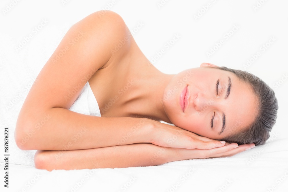 Close up of a beautiful woman on massage table Close up of a beautiful woman on massage table