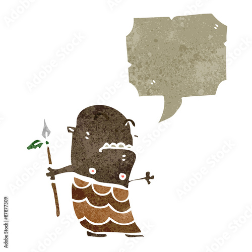retro cartoon tribal man