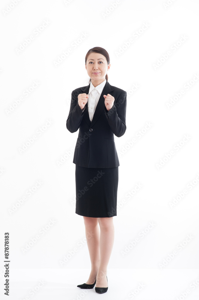ガッツポーズをしている女性 ガッツポーズをしている女性