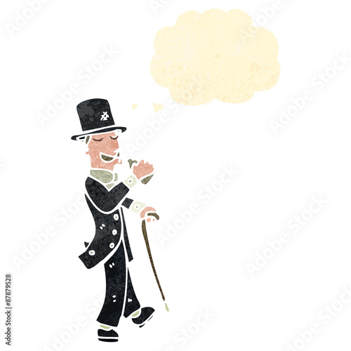 retro cartoon posh man drinking from hip flask