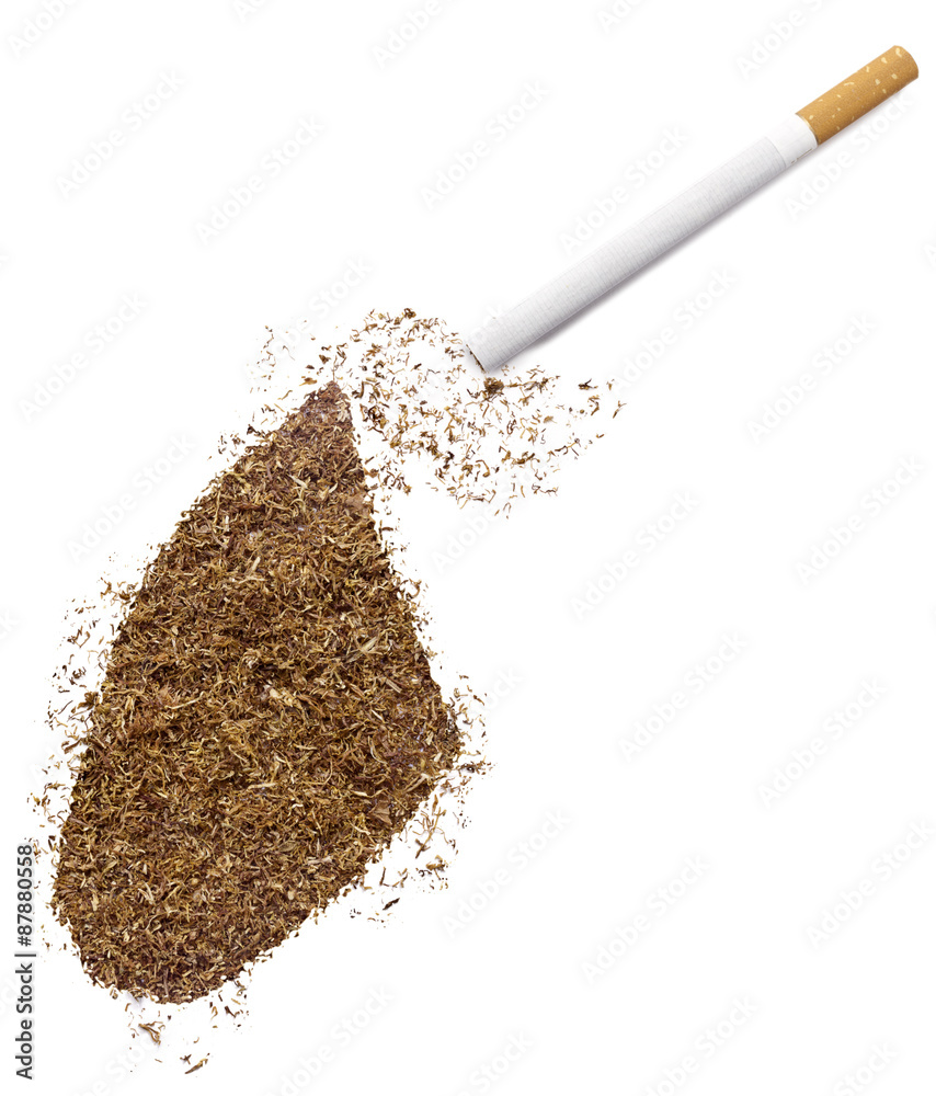 Tobacco shaped as Djibouti and a cigarette.(series) Tobacco shaped as Djibouti and a cigarette.(series)