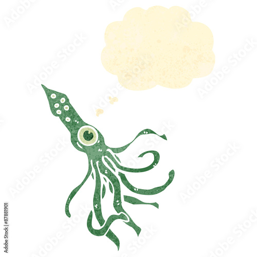 retro cartoon giant squid