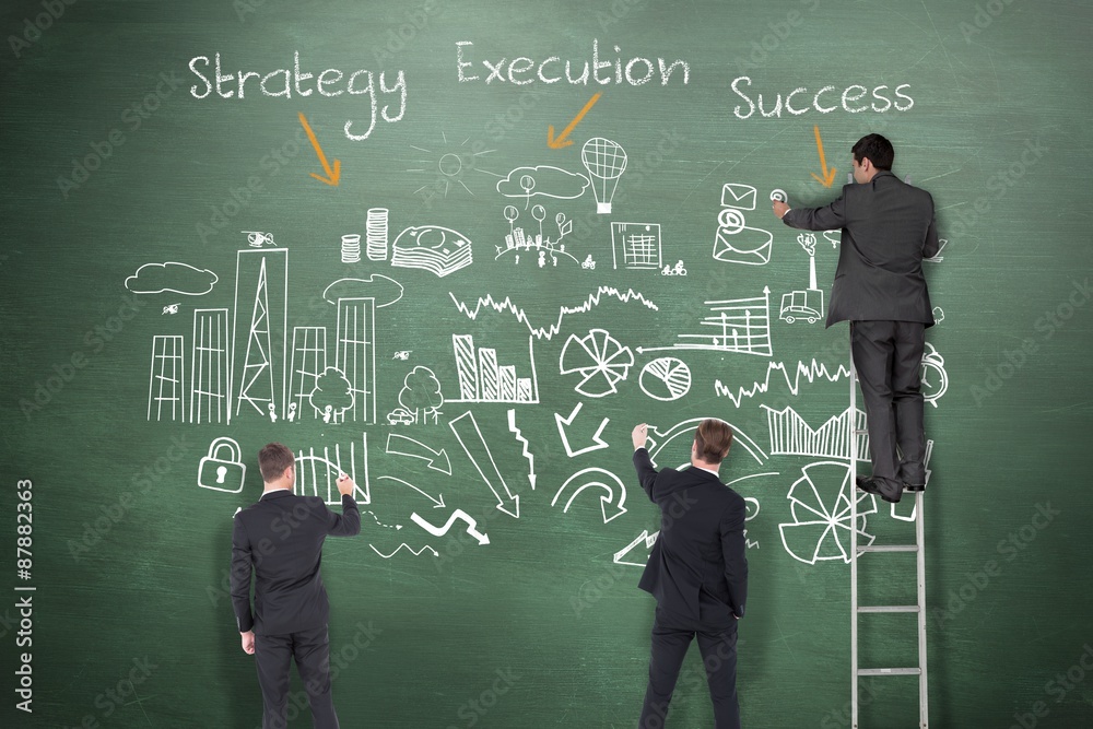 Composite image of business team writing Composite image of business team writing