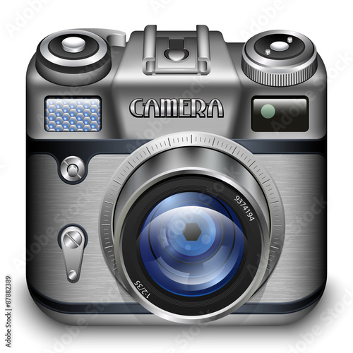 Retro Photo Camera Icon. Detailed vector illustration