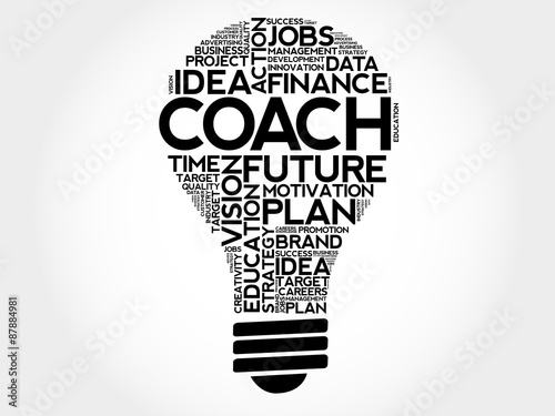 COACH bulb word cloud, business concept