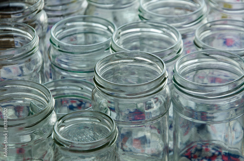 empty jars of homemade preserves