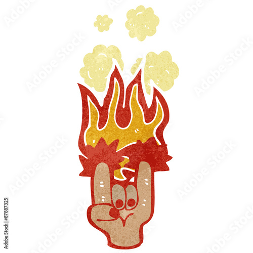 retro cartoon rock hand symbol