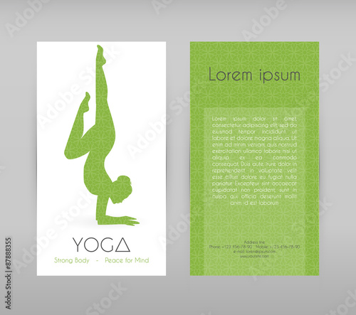 Woman doing yoga asanas, flyers