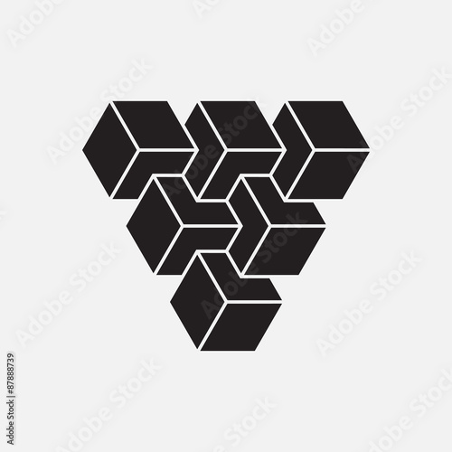 Optical illusion, cubes, geometric element, vector illustration