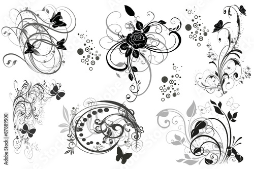 multi florales noires