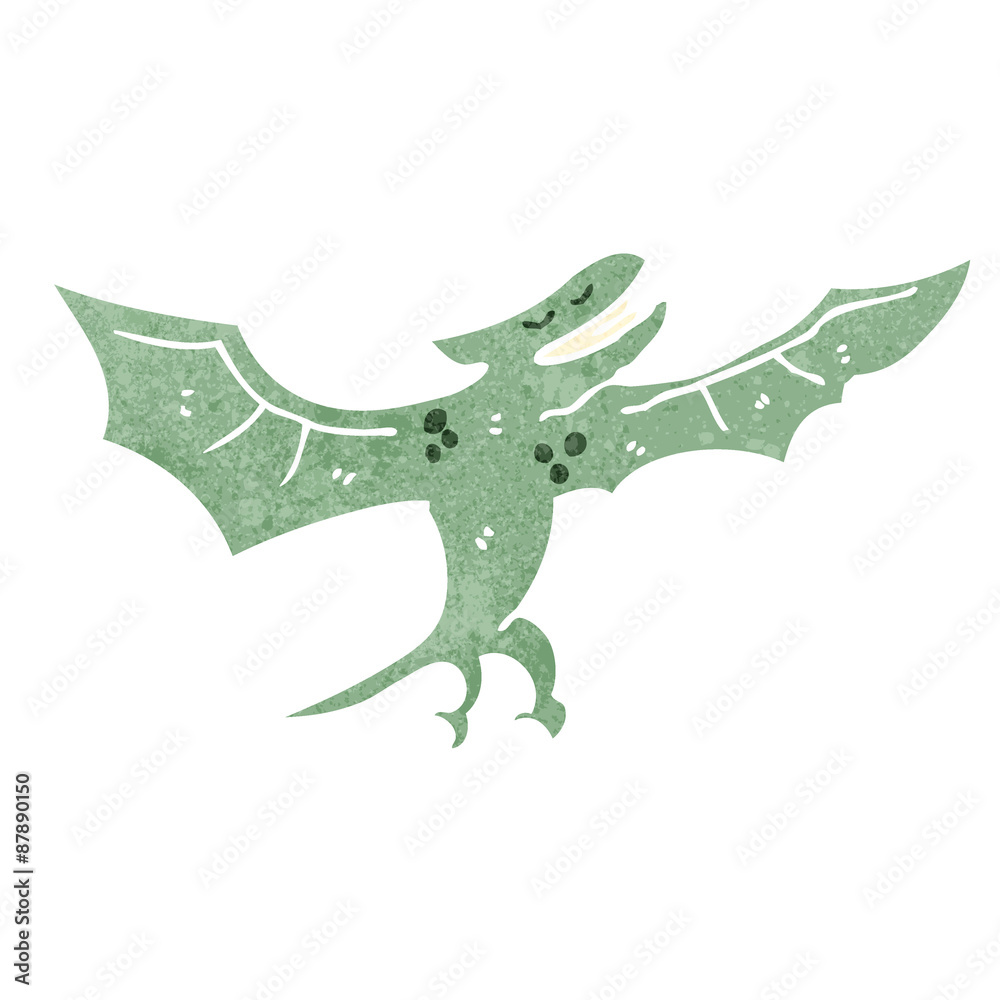 Obraz premium retro cartoon flying dinosaur