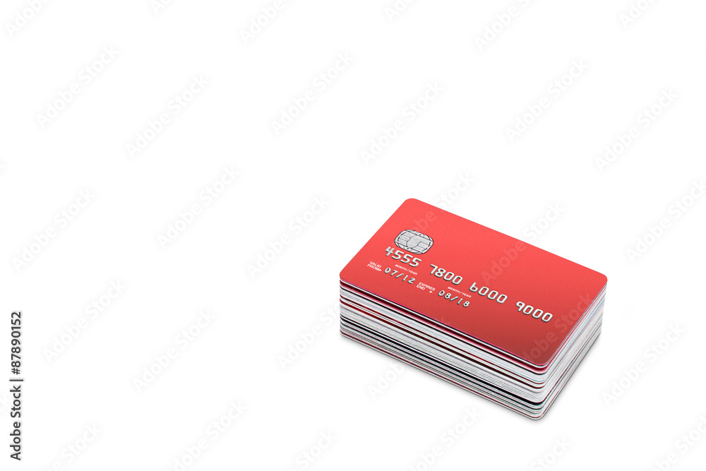 stack of Credit cards and bank cards on a white background stack of Credit cards and bank cards on a white background