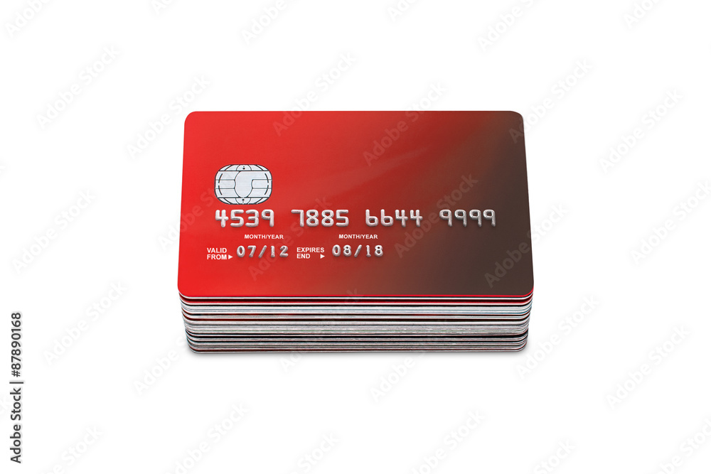 stack of Credit cards and bank cards on a white background stack of Credit cards and bank cards on a white background