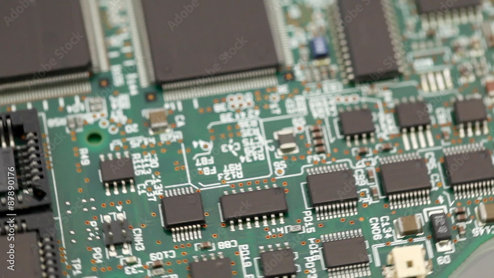 Close up on circuit board rotating Close up on circuit board rotating