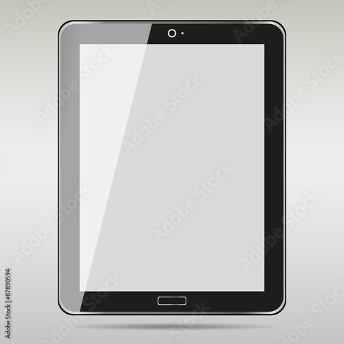 Realistic Tablet PC With Blank Screen. isolated on grey background. stock vector