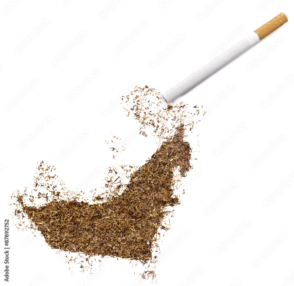 Tobacco shaped as United Arab Emirates and a cigarette.(series) Tobacco shaped as United Arab Emirates and a cigarette.(series)
