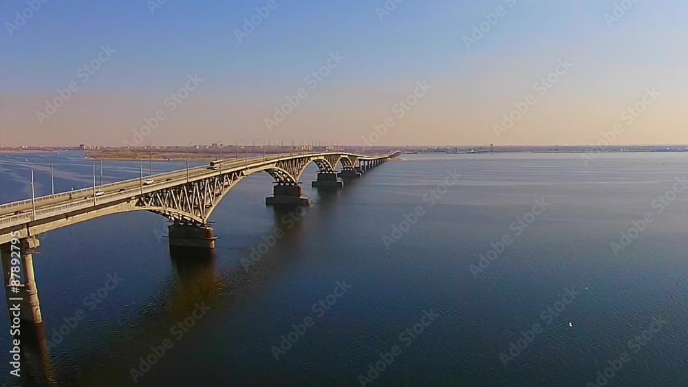 Most Saratov Engel's, bridge over the river, viaduct, flying over the bridge Most Saratov Engel's, bridge over the river, viaduct, flying over the bridge