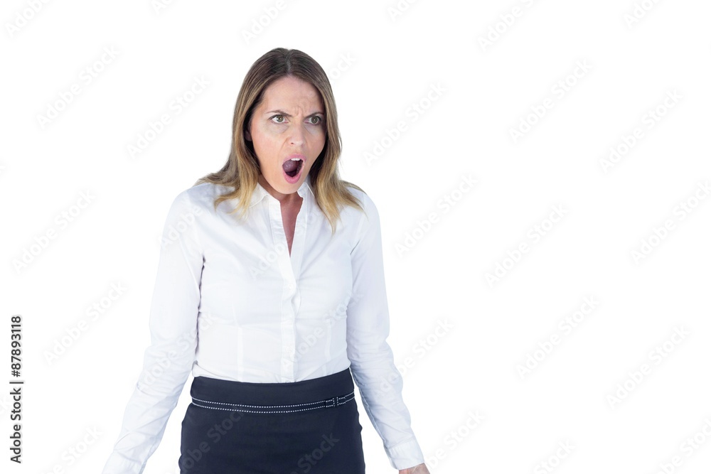 Surprised businesswoman being chocked Surprised businesswoman being chocked