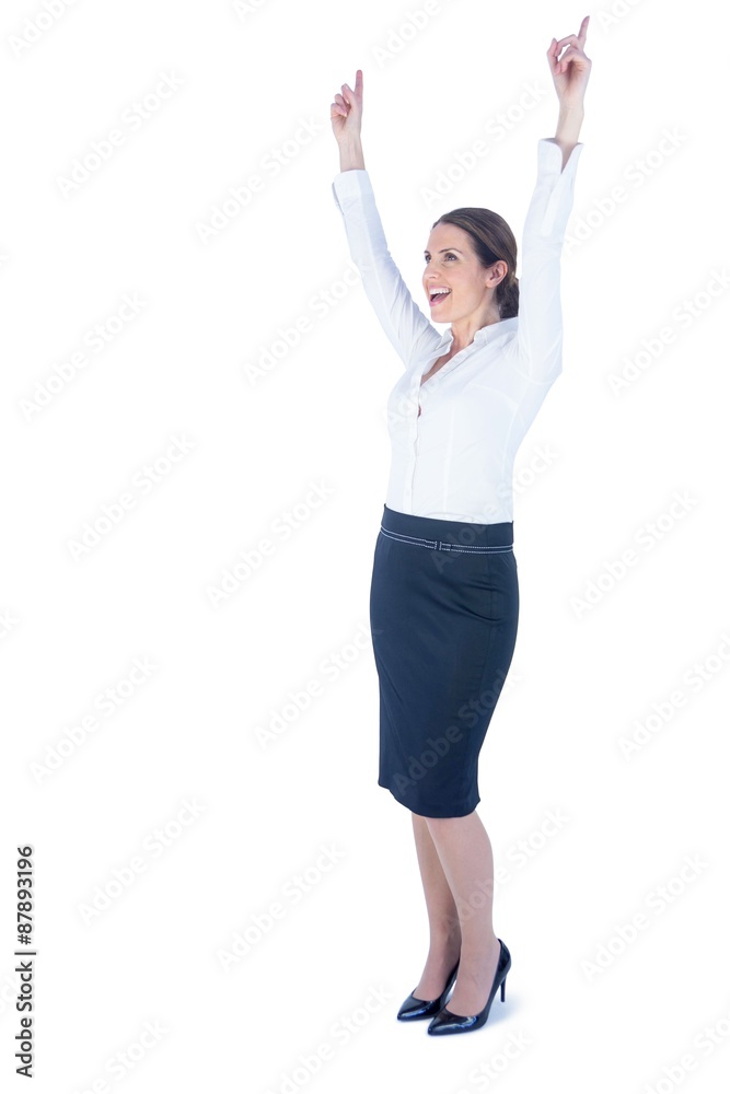 Businesswoman doing a victory pose Businesswoman doing a victory pose