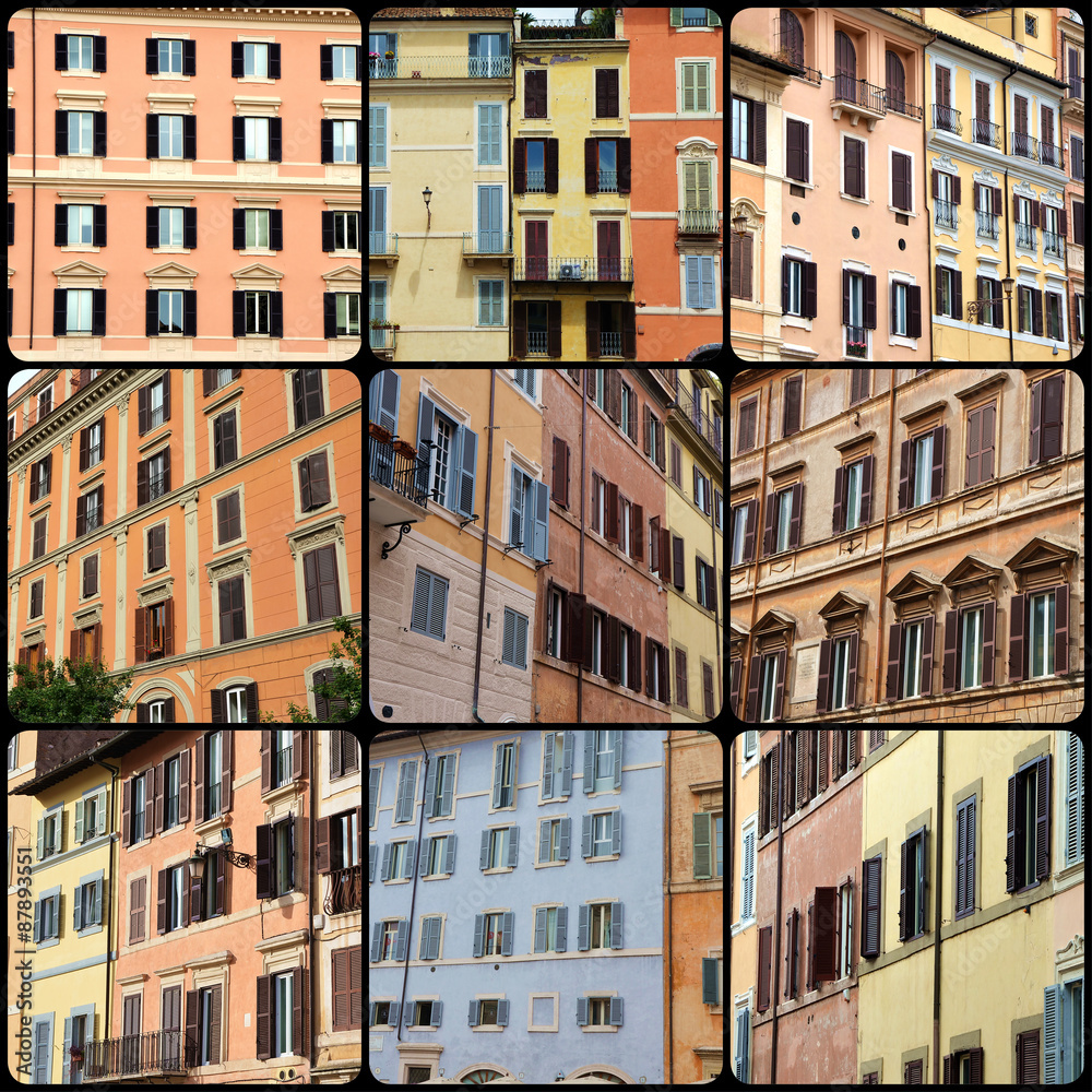 Façades d'immeubles colorées à Rome