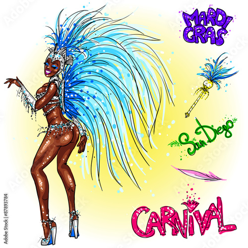 Carnival dancer, isolated