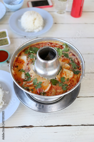 Fototapeta Naklejka Na Ścianę i Meble -  This is Thai food of shrimp soup,Tom Yum Goong.