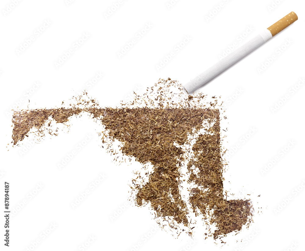 Tobacco shaped as Maryland and a cigarette.(series) Tobacco shaped as Maryland and a cigarette.(series)