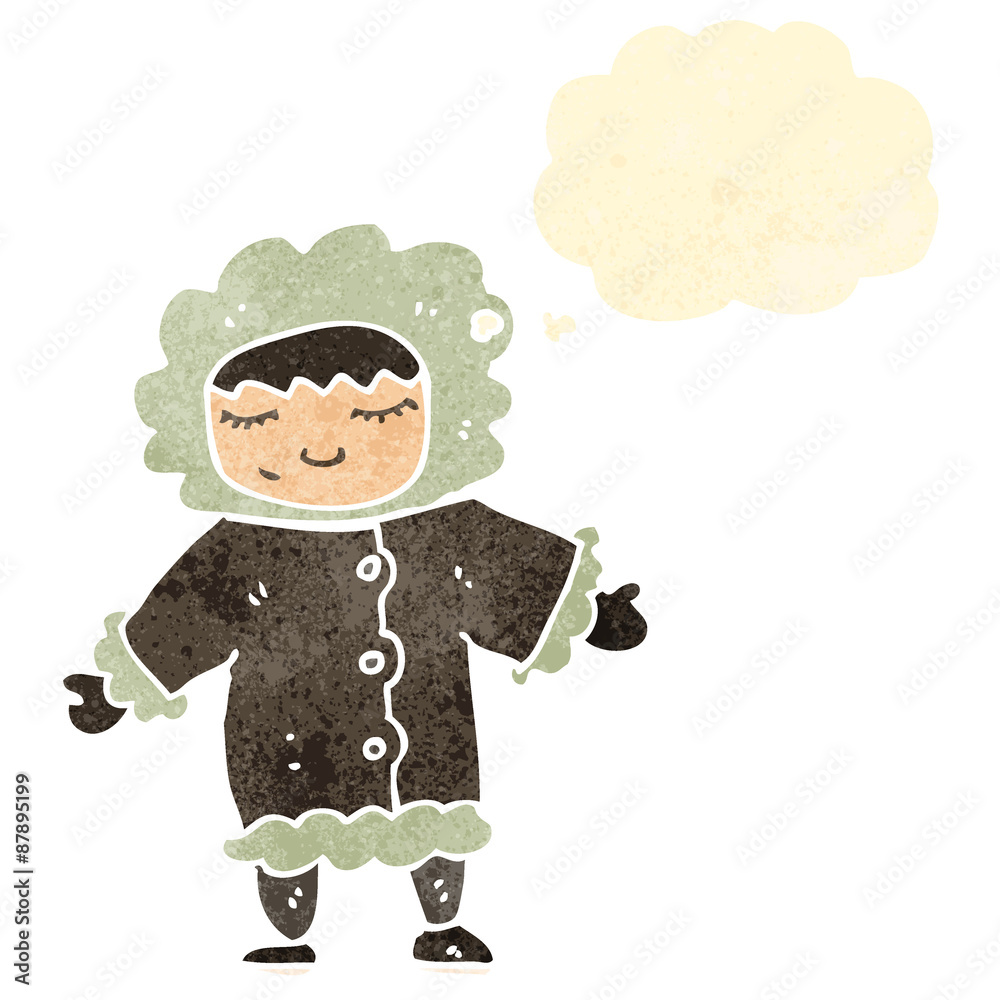 retro cartoon eskimo with thought bubble retro cartoon eskimo with thought bubble