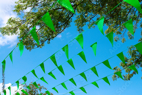 Grüne Wimpel im Himmel