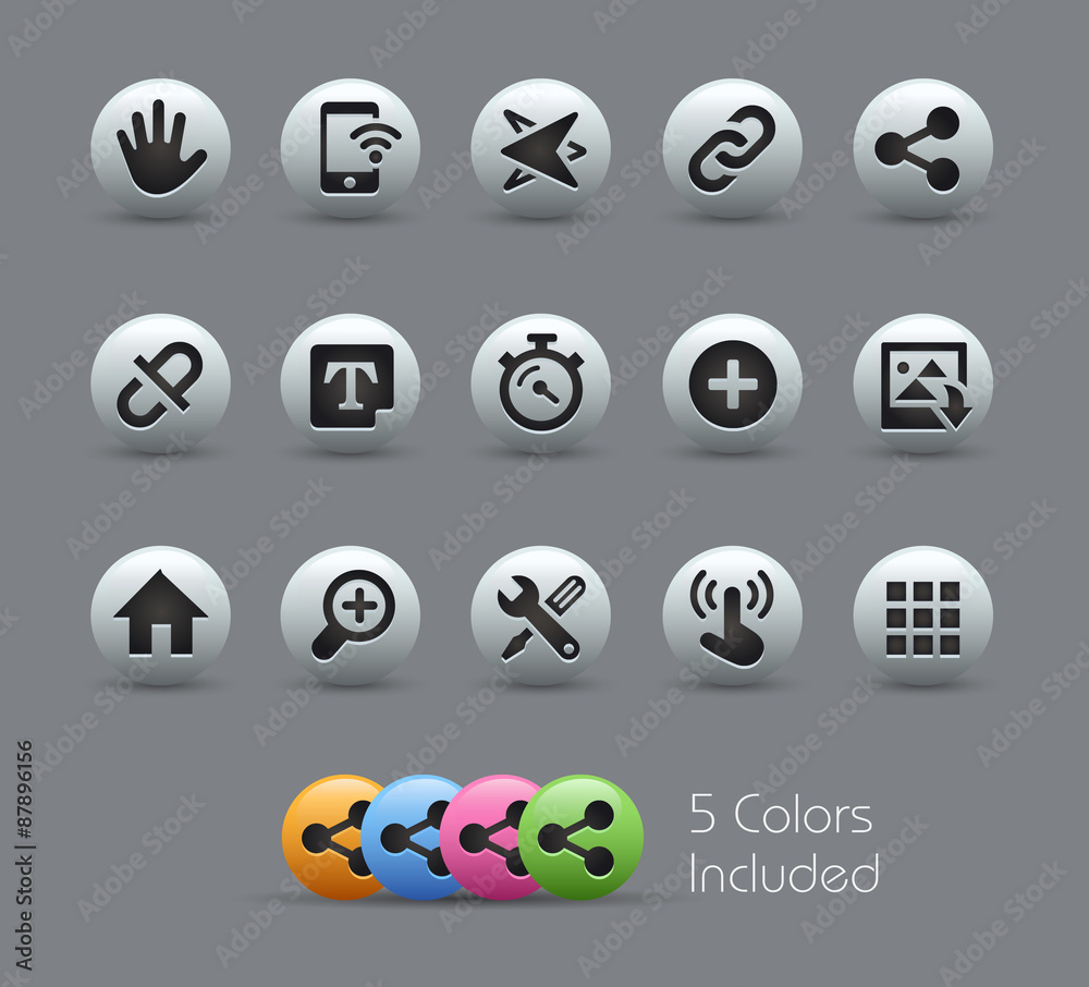 Naklejka premium System Icons Interface -- Pearly Series