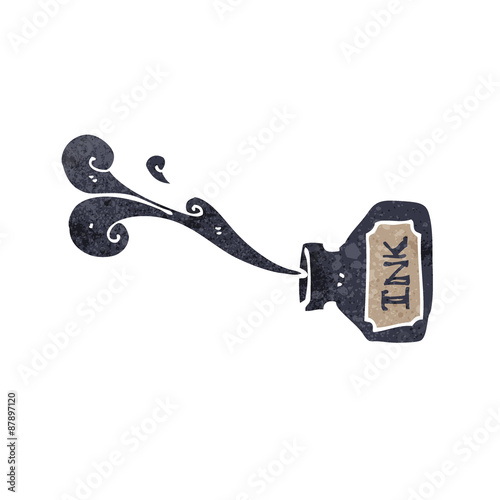 retro cartoon ink bottle