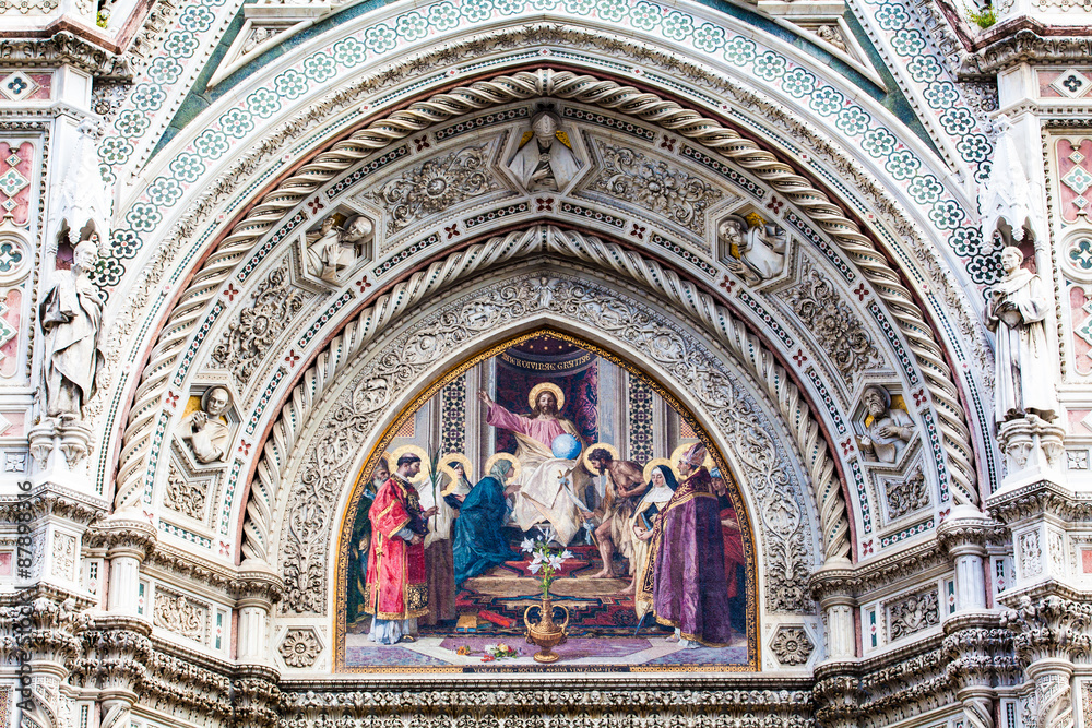 Detail of Cathedral Church Duomo basilica di santa maria del fio