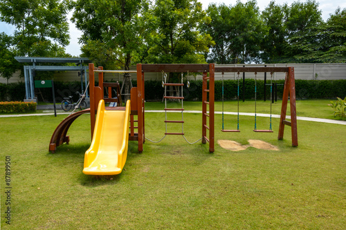 Playground with lawn at village