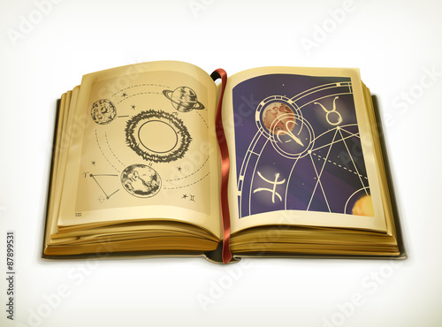 Old book, astrology vector icon