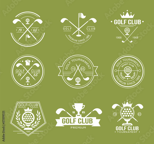 Set of golf club logos, labels and emblems